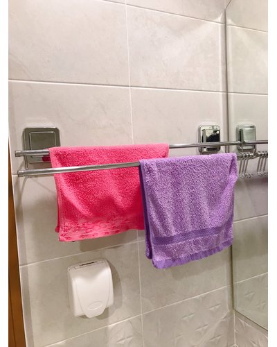 Phụ kiện inox phòng tắm vắt khăn đôi dán tường navado