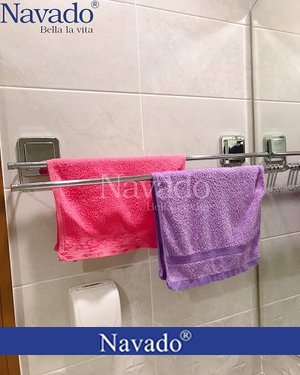Phụ kiện inox phòng tắm vắt khăn đôi dán tường navado