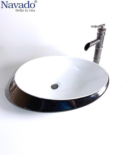 Bộ vòi chậu rửa lavabo sứ nghệ thuật phòng tắm luxury RS 1342WB