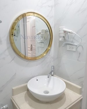 Gương phôi bỉ vành inox mạ pvd cho phòng tắm