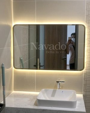 Gương phòng tắm hình chữ nhật khung inox